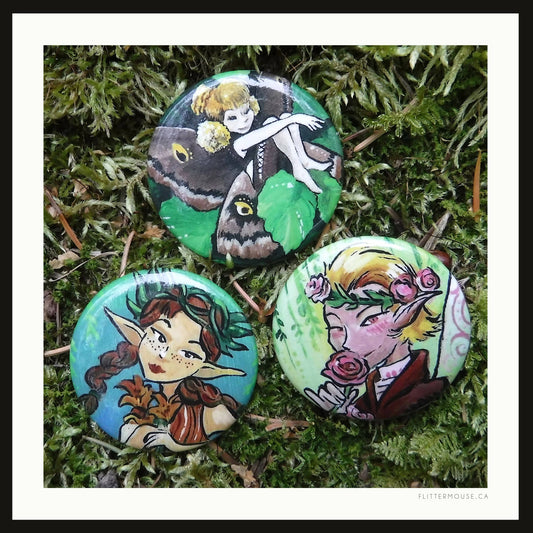 1.5" Pinback Button Badges - Faerie Court Set