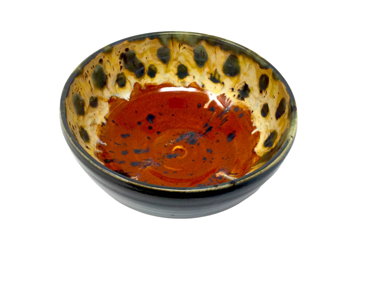 Orange Blue Brown Peacock Bowl