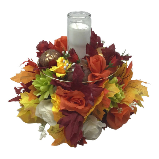 Flower Pumpkin Candle Arrangement